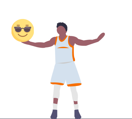 man holding a smiley face