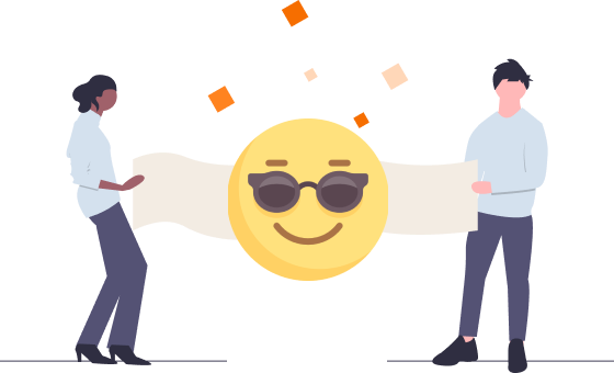two people holding a smiley face